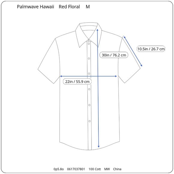 Palmwave Hawaii Fire Red Hawaiian Beach Volcano Floral Ocean Shirt Men's M - Picture 10 of 10